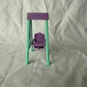 1983 Meritus Barbie Doll Swing Purple Teal Dollhouse Furniture Accessory